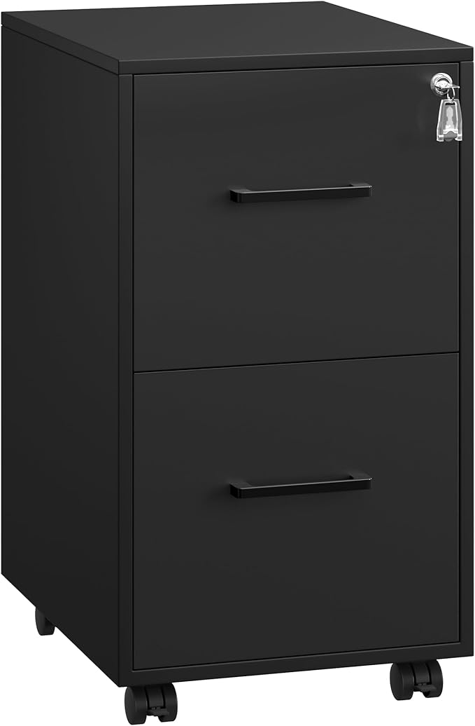File Cabinet, Pre-Assembled Except Wheels and Handles, Office Filing Cabinet with Lock