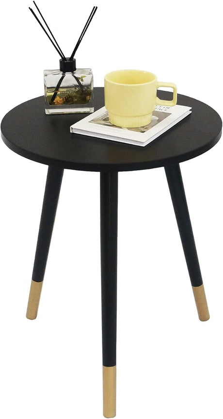 Round End Table, Black Side Table Modern Home Decor Small Accent Table