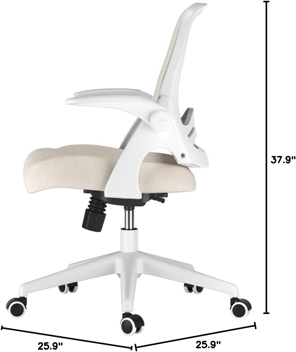 Office Chair, Desk Chair with Flip-Up Armrests and Saddle Cushion, Ergonomic Office