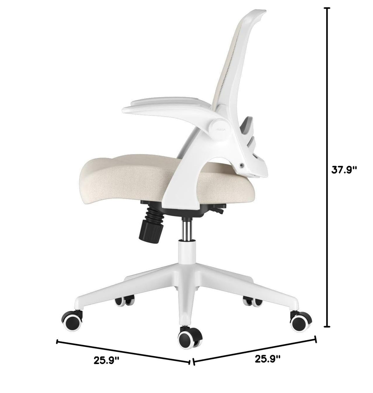 Office Chair, Desk Chair with Flip-Up Armrests and Saddle Cushion, Ergonomic Office