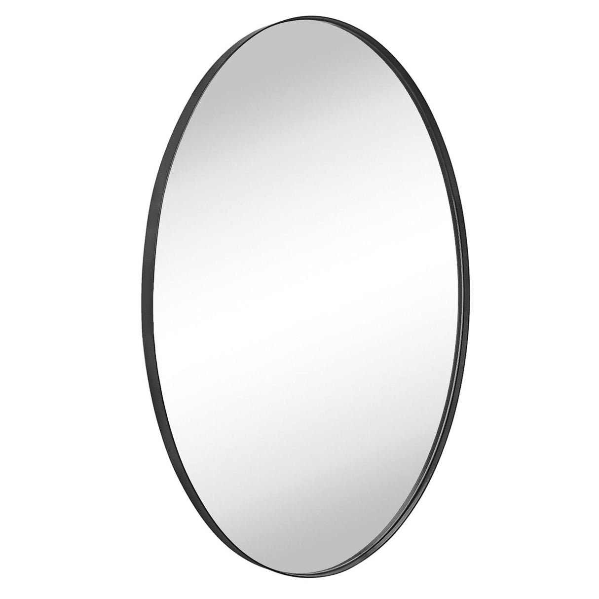 Oval Black Bathroom Mirror 24'' x 36'' Matte Black Metal Framed Vanity Mirror