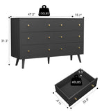 SINROM Black Dresser for Bedroom, Modern 6 Drawer Dresser