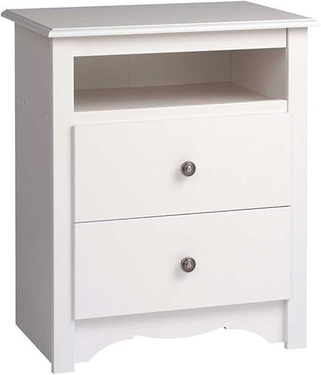 Fremont 2 Drawer Nightstand: Elegant Bedroom Furniture, Bedside Table with Open Shelf