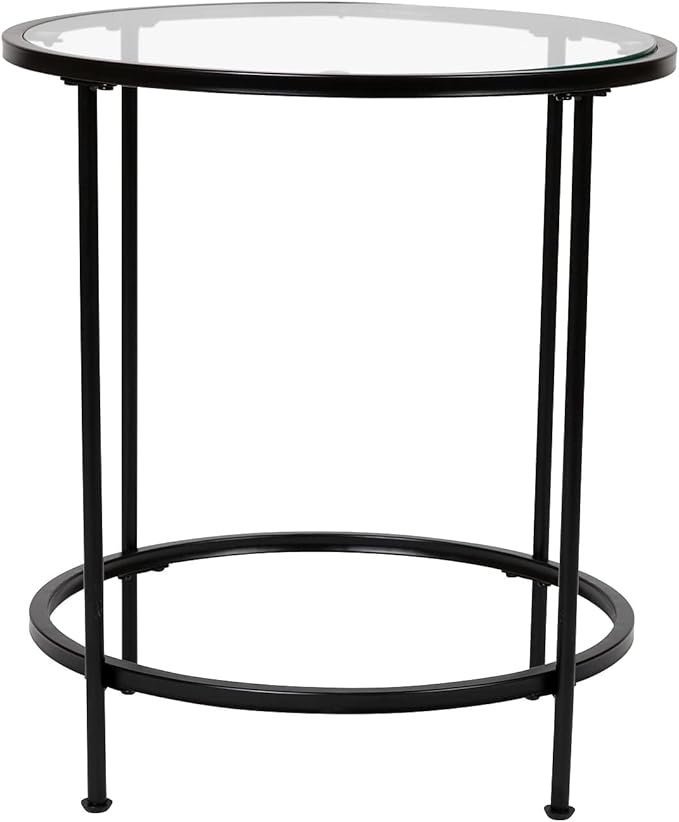 Astoria Collection Round End Table - Modern Clear Glass End Table