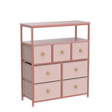 Pink Dresser, Dresser for Bedroom with 7 Drawers, Chests of Drawers & Fabric Dresser