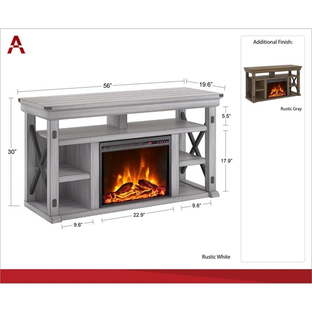 Wildwood Fireplace TV Stand for TVs up to 60", Rustic Gray