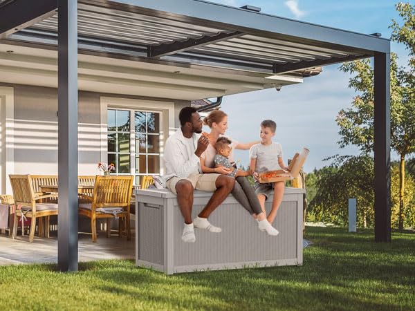 260 Gallon Outdoor Storage Box - Deck Box Waterproof Patio Furniture