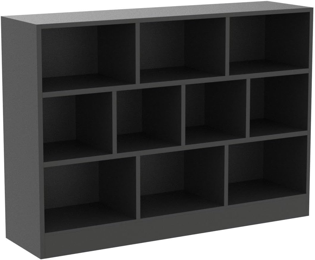 Bookshelf, 3-Tier Open Shelf Bookcase, 10 Cube Storage Organizer with Anti-Tilt Device,