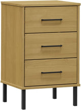 Industrial Bedside Cabinet in Brown | Free-Standing Side Cabinet | Rectangular