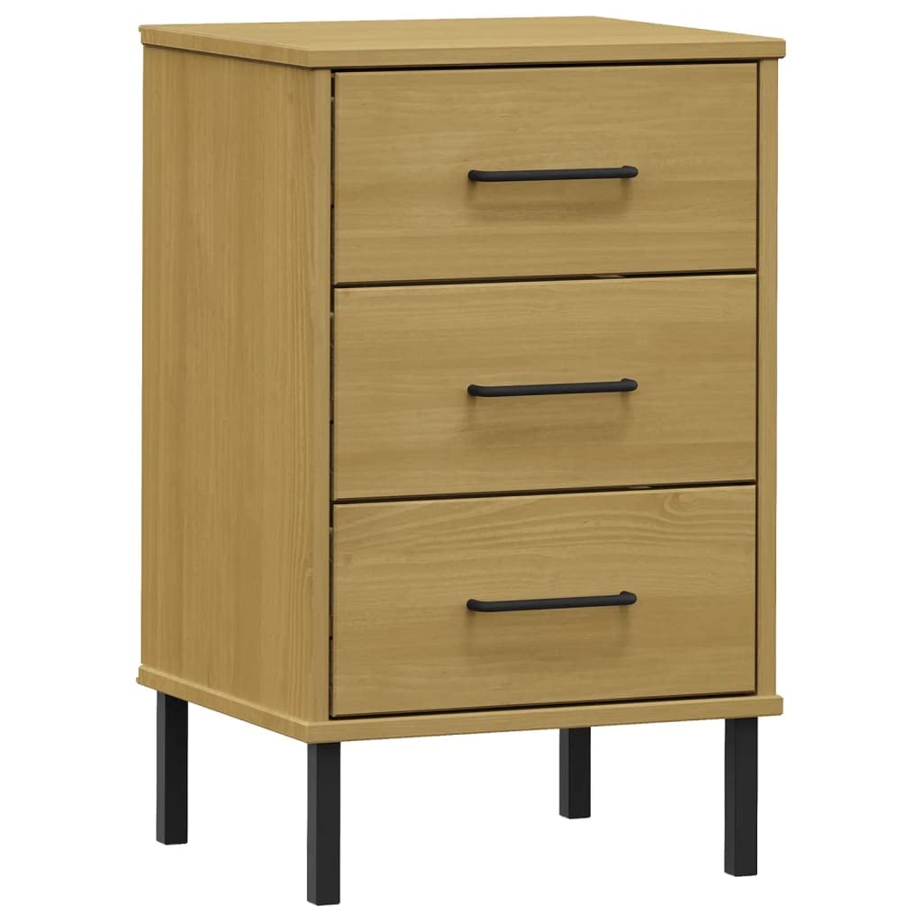 Industrial Bedside Cabinet in Brown | Free-Standing Side Cabinet | Rectangular