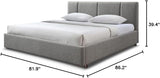 Venice Upholstered Platform Bed | Box Spring Not Required | (Grey Boucle, King Bed