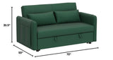 HomSof 55" Modern Convertible Sofa Bed with 2 Detachable Arm Pockets, Velvet Loveseat Sofa with Pull Out Bed, 2 Pillows and Living Room Adjustable Backrest, Grid Design Armrests, Green 4