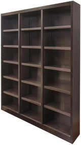 " Tall 18-Shelf Triple Wide Wood Bookcase in Dry Oak