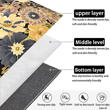 Beautiful Colorful Flowers Rugs Large for Living Room Modern Artistic Floral Print Area Rug Under Sofa