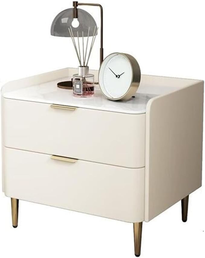 Italian Minimalist Solid Wood Bedside Cabinet, Rock Board Small Bedroom