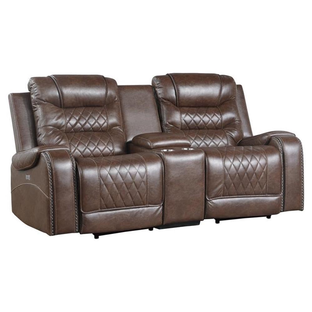 Derringer Wall Hugger Power Double Reclining Loveseat, Brown