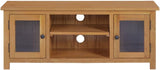TV Stand - Durable Solid Oak Wood TV Cabinet with Doors and Open Compartments for Storage