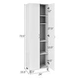 Kitchen Pantry Cabinet, 2 Door Cupboard with 5 Shelves, Storage Organizer