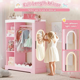 Kids Armoire with Jewelry Cabinet, Dress up Storage with Mirror and Shelves