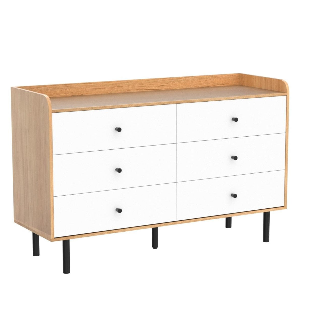 Dresser for Bedroom with 6 Drawers and Metal Handle,Sturdy Frame Modern