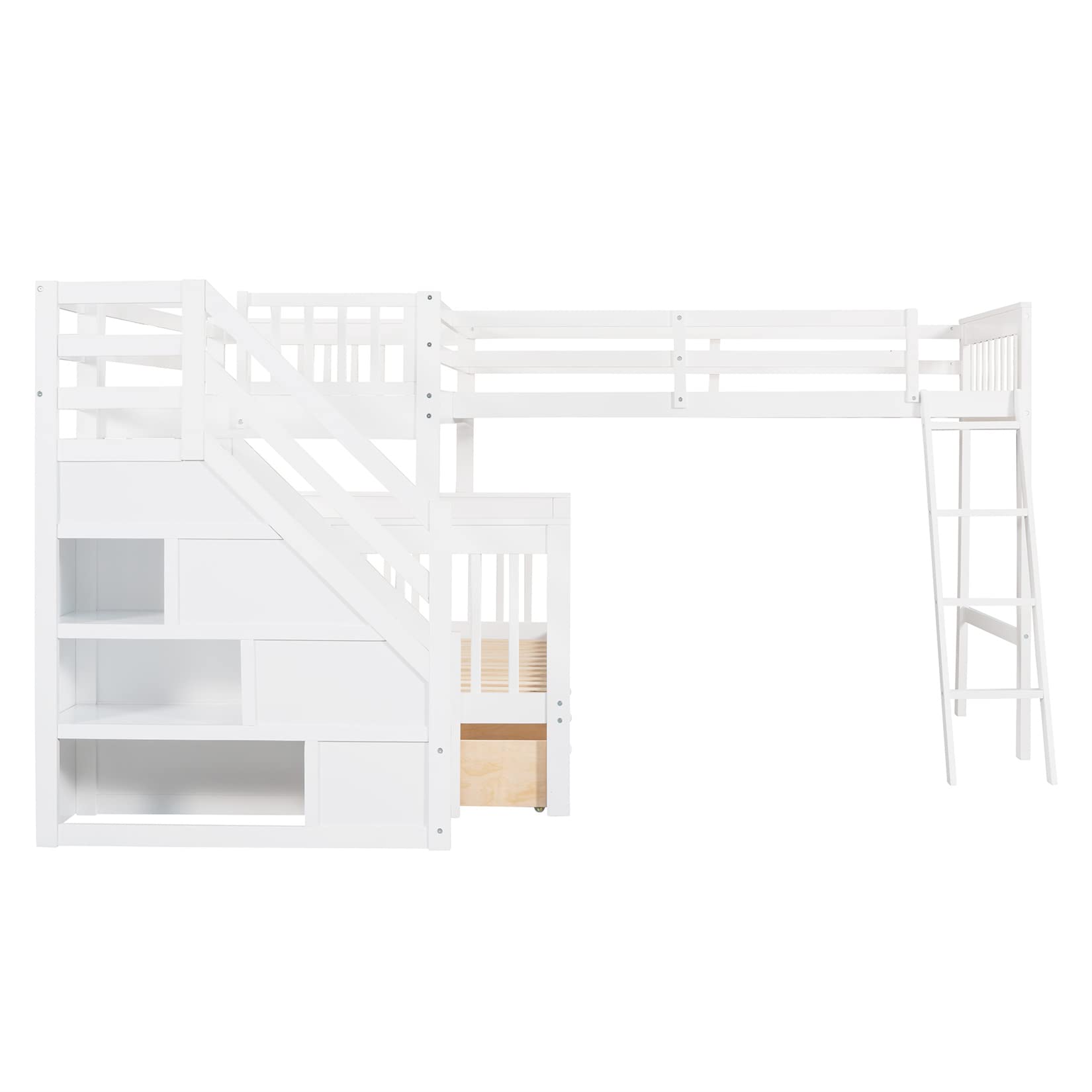 Triple Bunk Beds with Stairs and Storage Drawers Twin Over Full Bed Attached a Loft