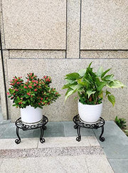 2 Pack Heavy Duty Iron Plant Stand, 11.8'' Diameter, 6'' Tall, Black, Powder Coated