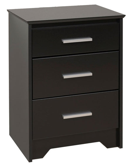 Coal Harbor Contemporary Tall Nightstand Side Table with 3 Drawers, Functional 3-Drawer