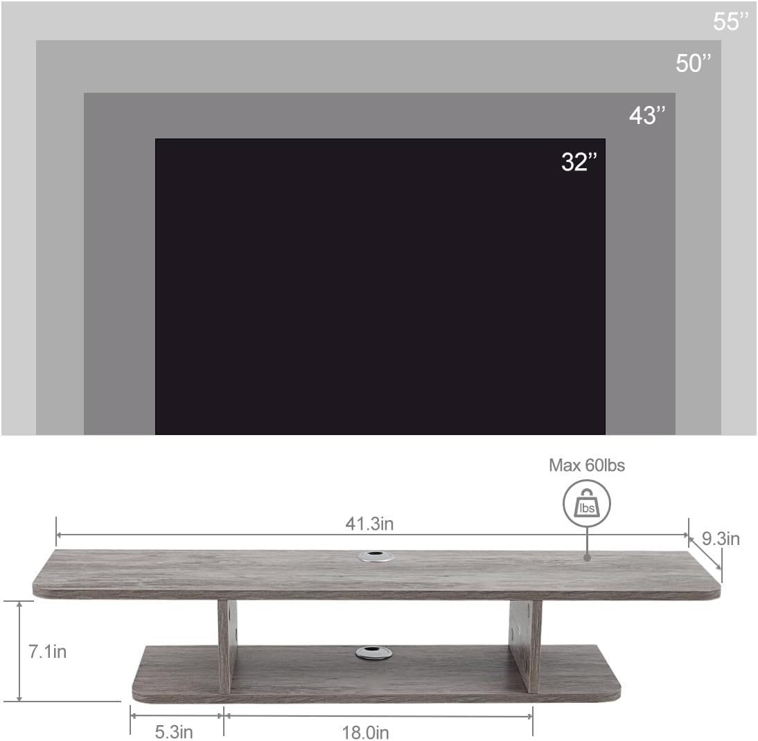 Floating TV Stand, Wall Mounted Entertainment Center and Cabinet Shelf, TV Console