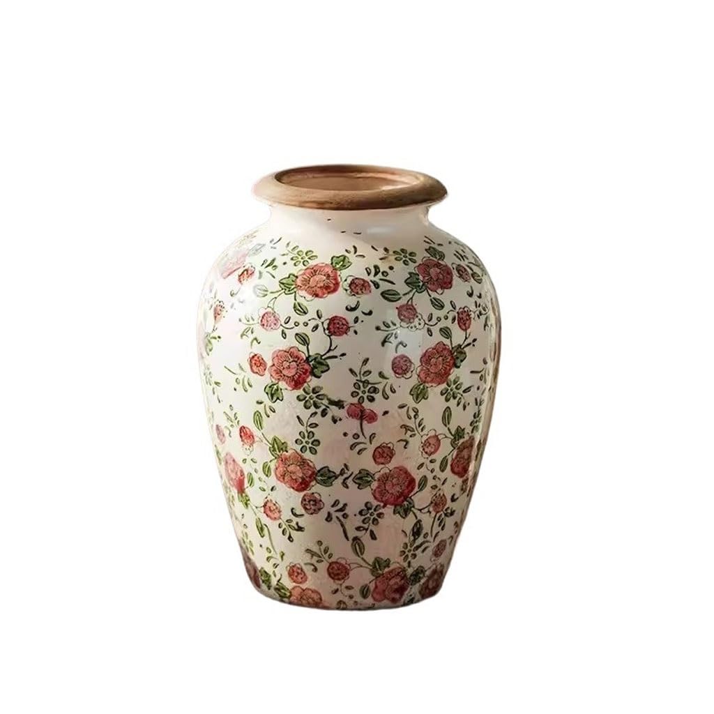 Flower Vases for Bouquet Retro Ice Crack Glaze Old Ceramic Vase Living Roomecorations(A)