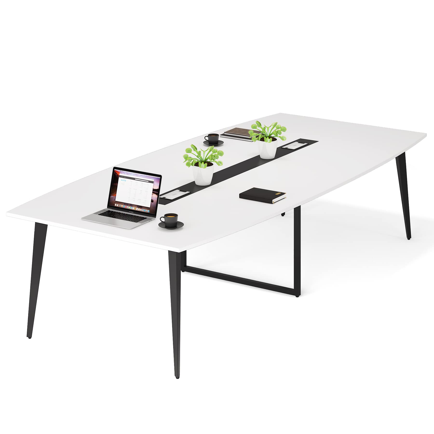 8FT Conference Table, 94.48L x 47.21W x 29.52H Inches Boat Shaped Meeting Table