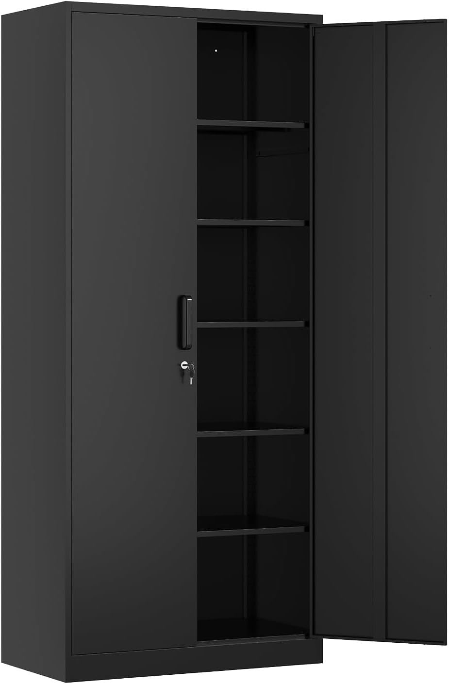 Metal Storage Cabinet with 5 Adjustable Shelves, Pantry Cabinet with 2 doors