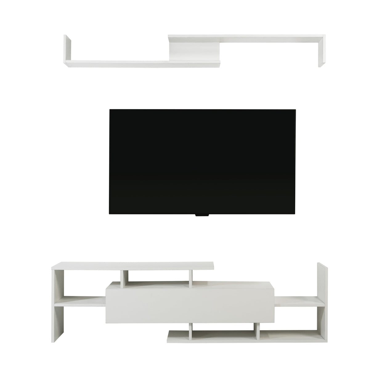 Surrey Mid-Century Modern TV Stand with MDF Shelves and Bookcase for Living Room
