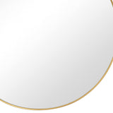 Round Shape Sleek Metal Frame Mirror, Gold