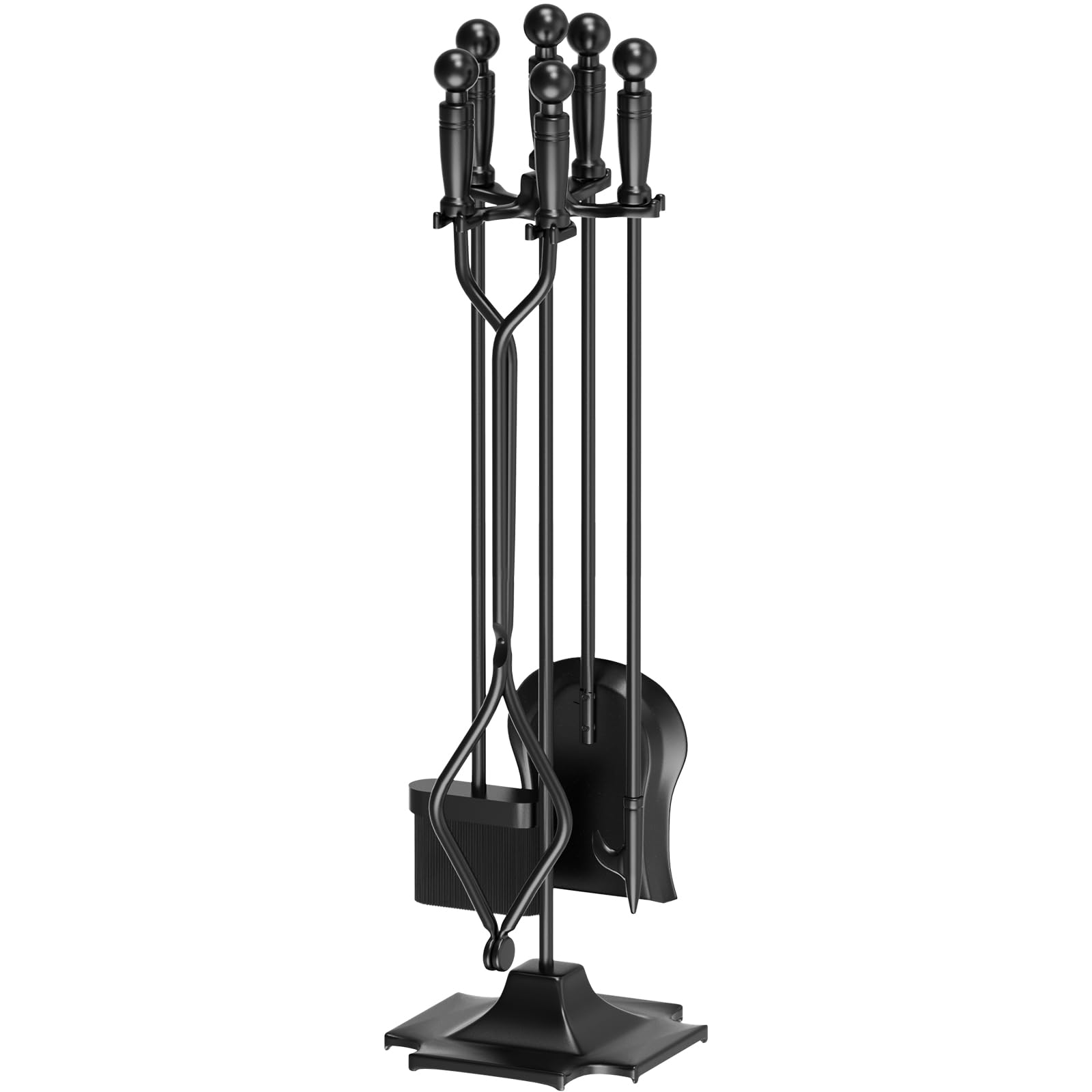 5 PCS Fireplace Tools Set Wrought Iron Fire Place Accessories Tools Holder