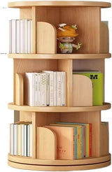 Rotating Bookshelf Tower 3 Tier, 360° Rotating Bookcase, Round Kid Book Shelf for Bedrooms, Living Rooms, Offices(White), 46*97cm