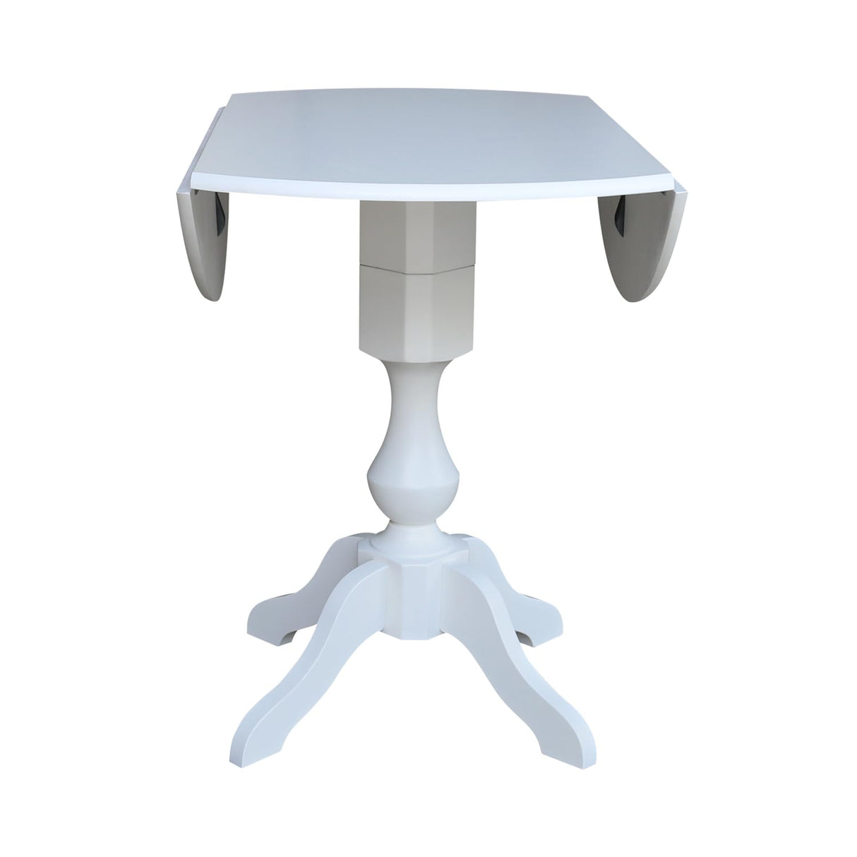 42 in Round Dual Drop Leaf Pedestal Table-36.3"H Dining Table, White