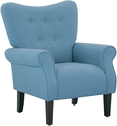 Modern Accent Chair,High Back Armchair,Upholstered Fabric Button Single Sofa