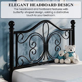 Twin Size Bed Frame for Kids,Metal Bed Frame with Butterfly Pattern Design Headboard