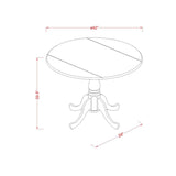 DMT-WLW-TP Dublin Modern Kitchen Table - a Round Dining Table Top with Dropleaf & Pedestal Base,