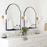 30x20 Black Arch Mirror with Shelf - Matte Metal Frame Wall Mirror