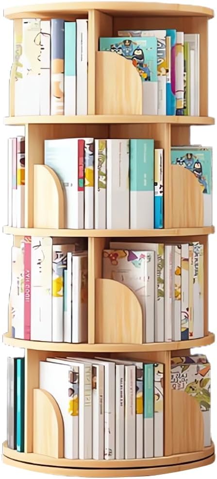 Rotating Bookshelf Tower, Circular Bookshelf for Kids&Adults