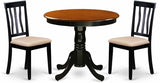 Antique 5 Piece Room Set Includes a Round Wooden Table with Pedestal and 4 Linen Fabric Kitchen Dining Chairs,