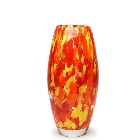 Glass Vase Orange/Yellow Confetti Hand Blown Murano-Style Art Glass