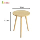 AWASEN Side Table Round, Small Accent Table Nightstand Modern End Table for Living Room Bedroom Office Small Spaces, 16''D x 19.5''H(Natural Walnut) - Bircata