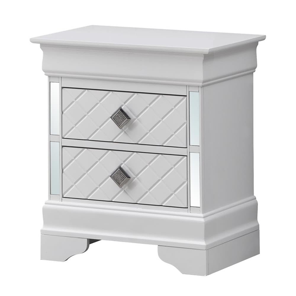 Furniture Verona Wood 2 Drawer Nightstand White