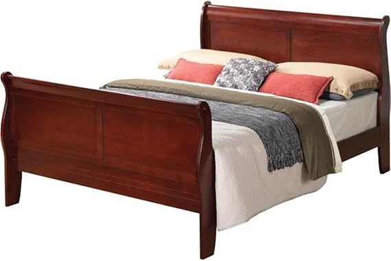 Louis Phillipe Queen Sleigh Bed - Cherry Finish