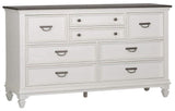 Liberty Furniture Industries Allyson Park 8 Drawer Dresser, W66 x D19 x H38, White