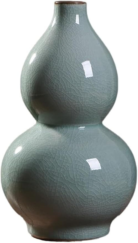 Cyan Crack Ceramic Crafts Vase Decorations (Color : D-w17xh32cm)