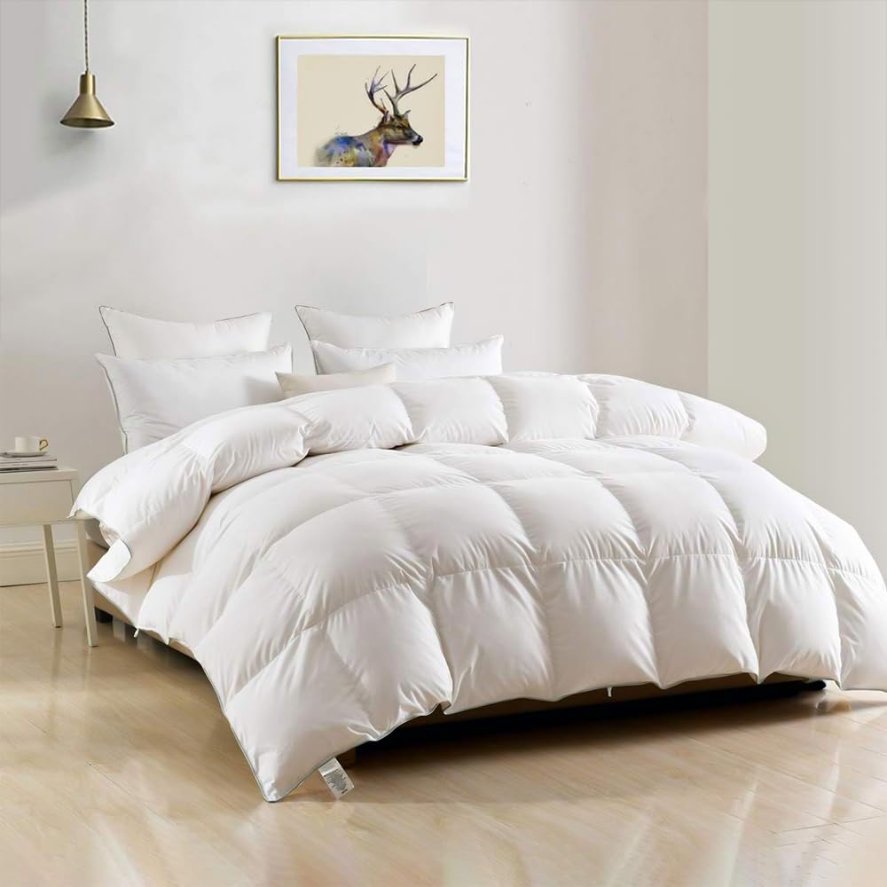 DWR Luxury Feathers Down Comforter Full/Queen, Hotel-Style Fluffy Duvet Insert,