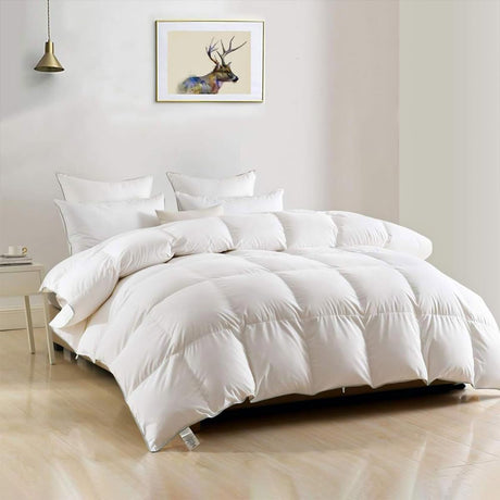 Heavyweight Feathers Down Comforter Spuer King, Ultra-Soft Egyptian Cotton Blend